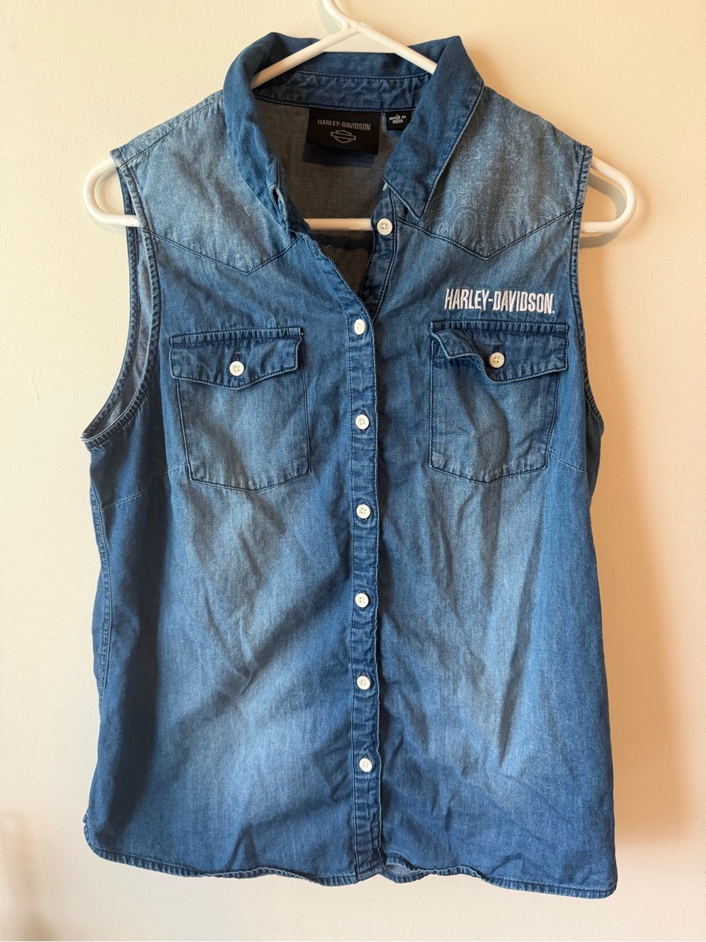 Harley-Davidson Denim Sleeveless Jean Jacket Vest L